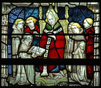 Ventana w5 que representa una escena de la vida de San Guillermo de English School