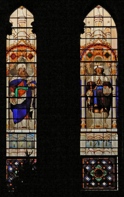 Ventana w75 que representa a Abraham y al Rey Salomón de English School