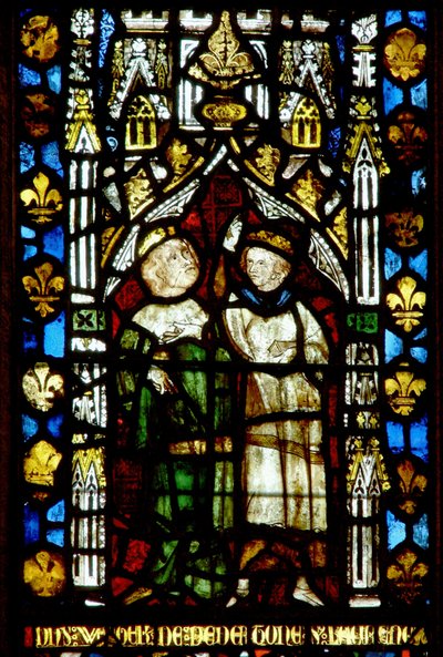 Ventana con dos figuras de English School