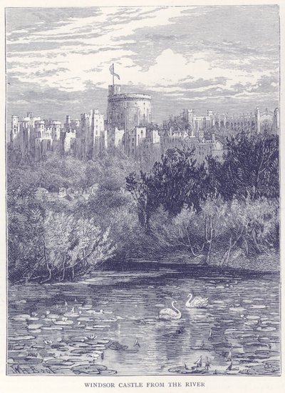 Castillo de Windsor desde el río de English School