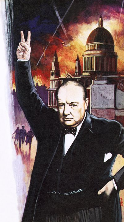 Winston Churchill durante el Blitz de English School