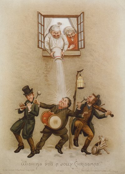 "Wishing you a Jolly Christmas", tarjeta victoriana, c.1880 (cromolito) de English School