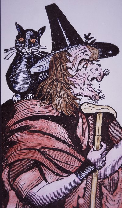 Bruja con su gato familiar de English School