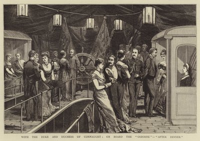 Con el duque y la duquesa de Connaught, a bordo del "Osborne", "Después de la cena" de English School