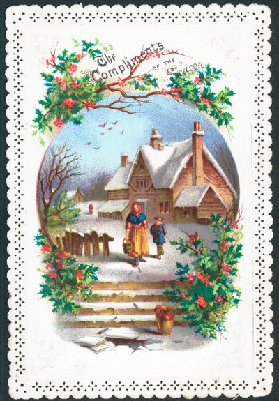 Mujer y niño caminando en la nieve de English School