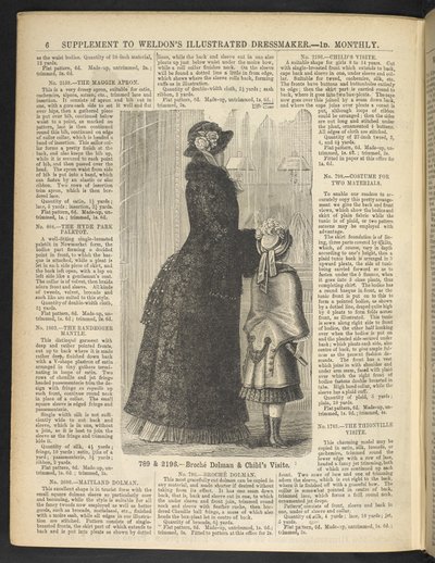 Mujer y niño. Suplemento. Modista ilustrada de Weldon: (Modista y modista ilustrada de Weldon).  1880 de English School