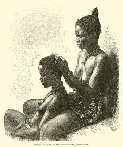 Mujer y niña del Grand-Bassam, Costa de Marfil de English School