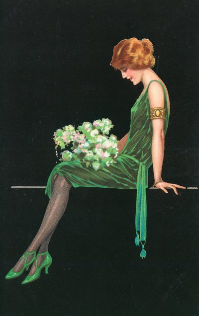 Mujer con vestido verde de English School