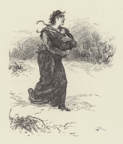 Mujer con bebé en la nieve de English School