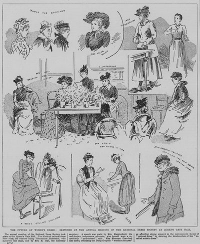 Mujeres asistiendo a la reunión anual de la Sociedad de Vestimenta Racional, Queen