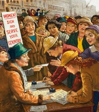 Mujeres voluntarias para trabajar en la Primera Guerra Mundial de English School