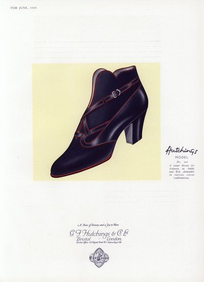 Anuncio de zapatos de mujer, años 1930 de English School