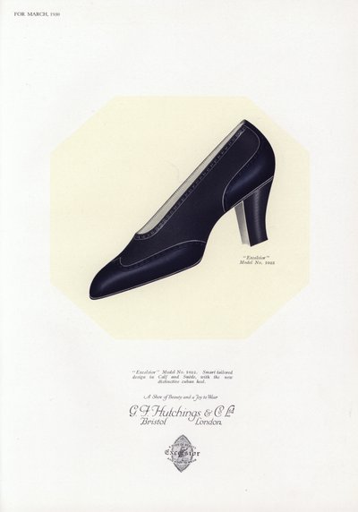Anuncio de zapatos de mujer, años 1930 de English School