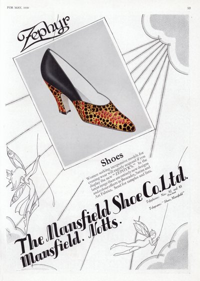 Anuncio de zapatos de mujer, años 1930 de English School