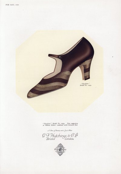 Anuncio de zapatos de mujer, años 1930 de English School