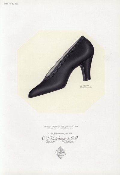 Anuncio de zapatos de mujer, años 1930 de English School