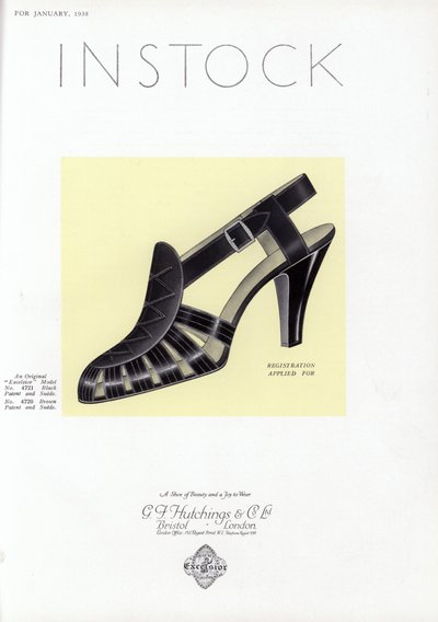 Anuncio de zapatos de mujer, años 1930 de English School