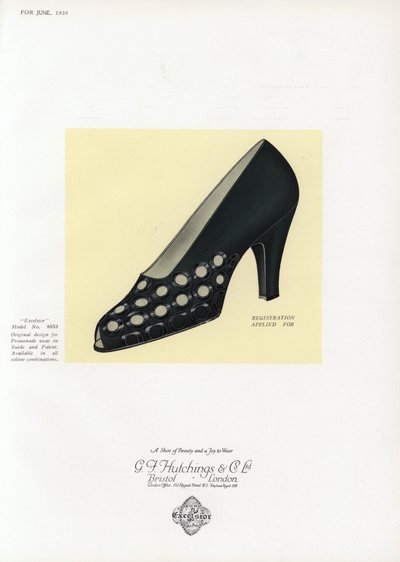 Anuncio de zapatos de mujer, años 1930 de English School