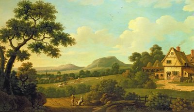 Paisaje Boscoso con Figuras al Borde del Camino, c.1770 de English School