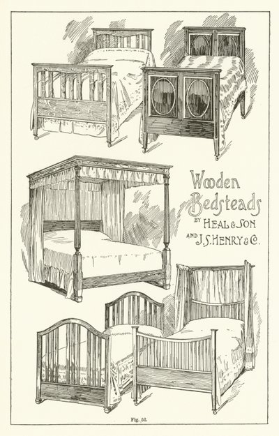 Camas de Madera, por Heal and Son y J S Henry and Company de English School