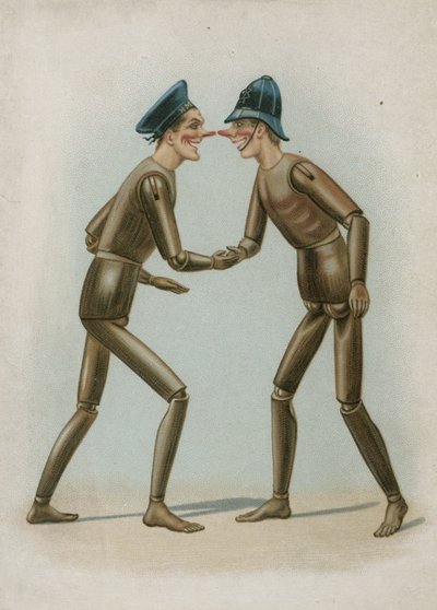 Marionetas de madera de un marinero y un policía de English School