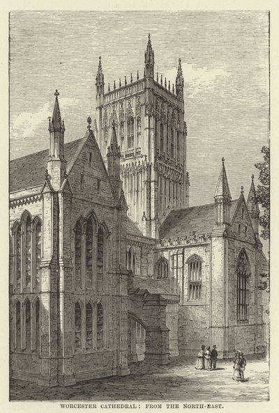 Catedral de Worcester, desde el noreste de English School
