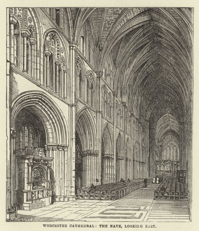 Catedral de Worcester, la nave, mirando al este de English School