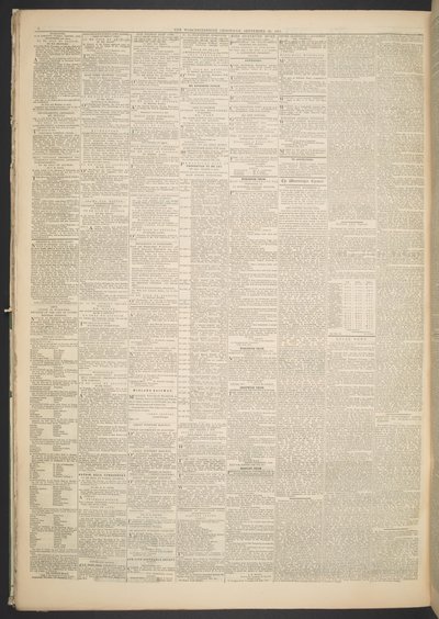 Worcestershire Chronicle, 20 de septiembre de 1871 (papel de periódico) de English School
