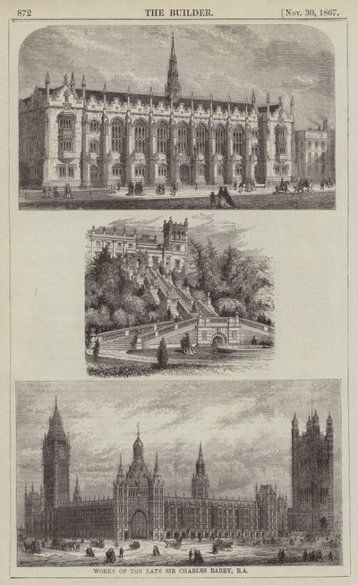 Obras del difunto Sir Charles Barry (grabado) de English School