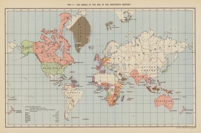 El mundo a finales del siglo XIX (litografía en color) de English School