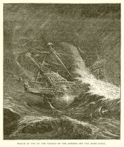 Naufragio de uno de los barcos de la Armada en la costa irlandesa de English School