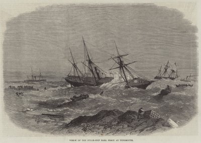 Naufragio del barco de vapor Earl Percy en Tynemouth de English School
