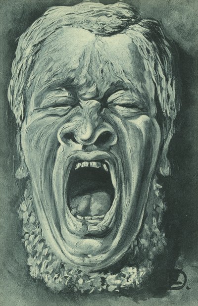 Hombre bostezando (litografía) de English School
