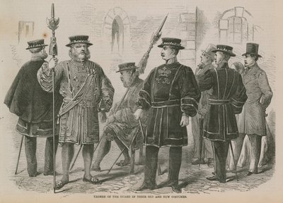 Yeomen de la Guardia con sus uniformes antiguos y nuevos de English School
