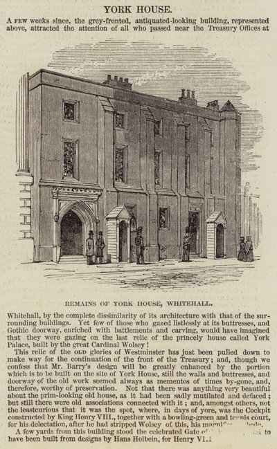 Casa York, Whitehall (grabado) de English School