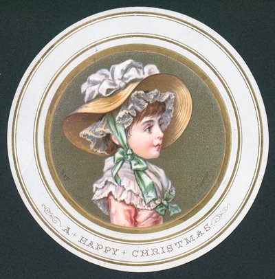 Niña joven con sombrero, tarjeta de Navidad de English School