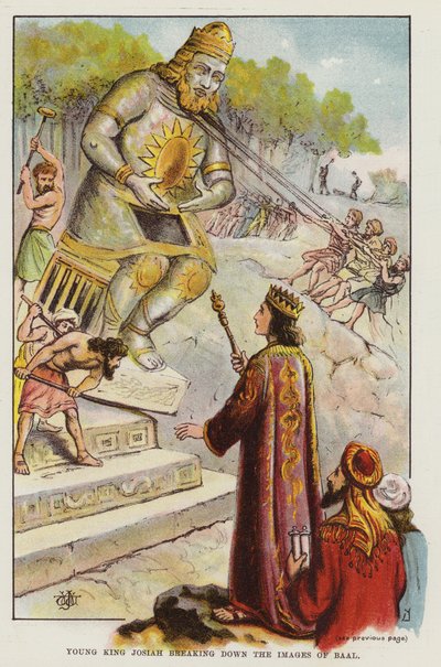El joven rey Josías destruyendo las imágenes de Baal de English School