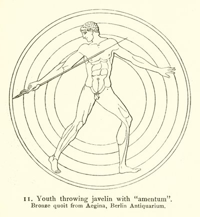 Joven lanzando jabalina con amentum de English School