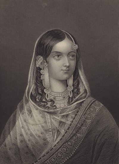 Zinat Mahal, esposa favorita de Bahadur Shah II, último emperador mogol (grabado) de English School