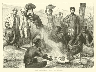 Herrero zulú forjando un Assegai de English School