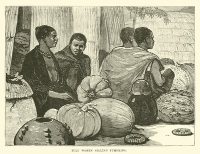 Mujeres zulúes vendiendo calabazas de English School