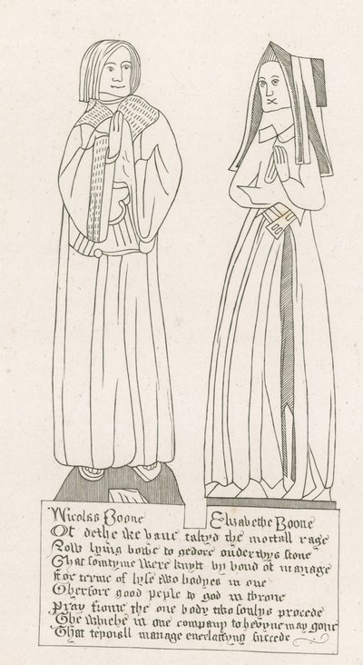 Estatua, tumba de Nicholas Boone y Elizabeth Boone de English School