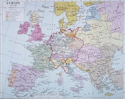 Europa en 1519, de un atlas moderno, publicado por George Philip & Son, Ltd de English School English School