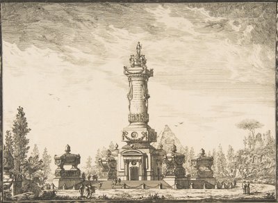 Elevación en perspectiva de una columna funeraria destinada para la sepultura... de Ennemond Alexandre Petitot