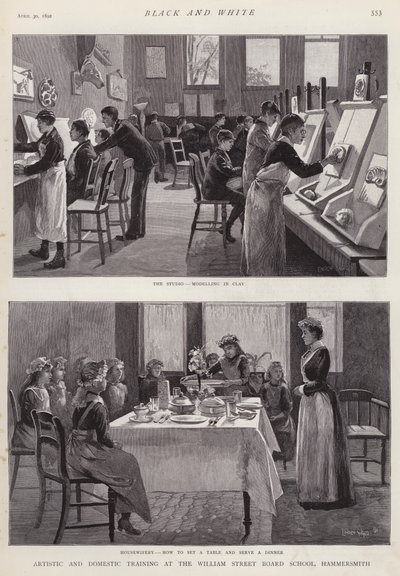 Entrenamiento artístico y doméstico en la Escuela de la Junta de William Street, Hammersmith, Londres de Enoch Ward