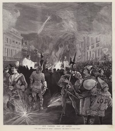 Procesión del Día de Guy Fawkes en Lewes, Sussex, 5 de noviembre de 1892 de Enoch Ward
