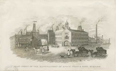 Burslem - fábrica de Enoch Wood & Sons": grabado en acero, nd [?siglo XIX] de Enoch Wood