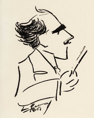 Arturo Toscanini (1867-1957) director de orquesta italiano en una caricatura de Enrico Caruso (tenor italiano) de Enrico Caruso