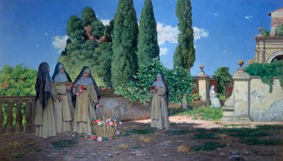 El jardín de las monjas, c. 1870-1938 de Enrico Tarenghi