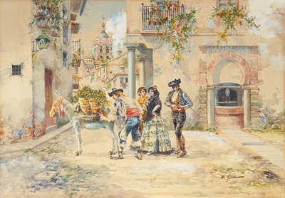 El vendedor ambulante (lápiz y acuarela) de Enrique Marin Higuero